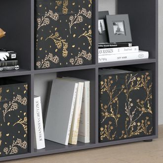 Vicco Separador De Ambientes Nove, Negro, 104 X 108 Cm Con 4 Cajas Plegables Opc.2