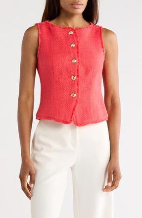 Cinq &agrave; Sept Camen Cotton Boucl&eacute; Vest in Cherry Lemon at Nordstrom Rack, Size Medium
