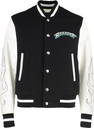 Givenchy BlackWhite Flame-Print Bomber Jacket