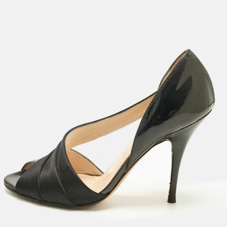 Casadei Black Satin Cut Out Dorsay Pumps