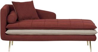 Beliani Chaise Longue Con Acolchado Grueso Sala De Estar Tela Rojo Gonesse