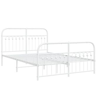 Berkfield Home Metal Bed Frame without Mattress with Footboard White 137x190cm | Size: 137x190 cm