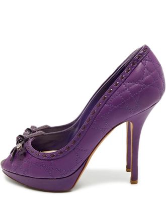 Dior Cannage bow leather pumps - Purple