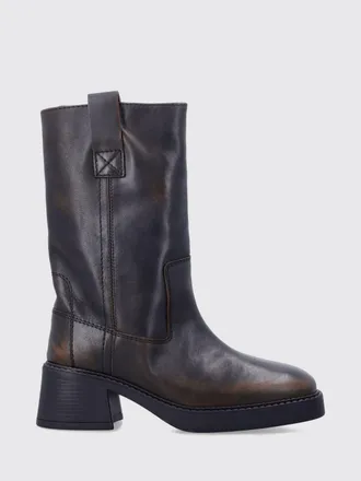 Miista Mid-Calf Biker Boots in Bicolor Aged Leather