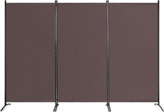Costway Biombo De 3 Piezas 260 X 183 Cm/separador Divisor Con Almohadilla De Pie Ajustable Pantalla De Privacidad (marr&oacute;n) - Costway