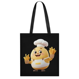 Generic Potato Chef with French Fries Womens Tote Casual Shopping Bag Lightweight Shoulder Bags Hobos Handbag for Work Travel Daily 35x40cm