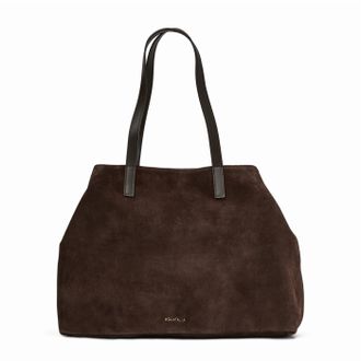 Aquatalia Womens Siena Tote, Espresso Suede, L, Siena Tote
