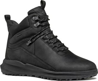 Geox Zwarte enkellaarzen voor mannen - Heren - Veterlaarzen - Zwart - 42 EU - Leer - Schoenen
