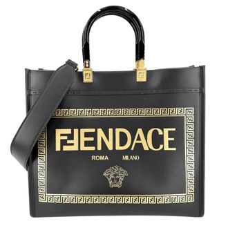Fendi Black Leather Handbag Shoulder Bag Tote Bag (Pre-Owned)