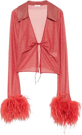 Os&eacute;ree Lumiere Plumage Slim Shirt - Dames - Blouses & Shirts - Rood - Maat: M Zijde