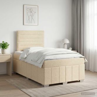 vidaXL Vidaxl Letto Box Spring Con Materasso Crema 120 X 190 Cm Tessuto