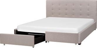 Beliani Beliani - Cama Con Almacenaje De Poli&eacute;ster Gris Claro Negro 160 X 200 Cm La Rochelle