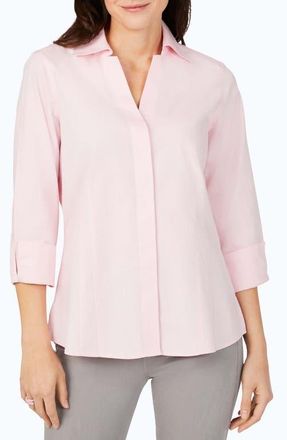 Foxcroft Taylor Fitted Non-Iron Shirt in Chambray Pink at Nordstrom, Size 10P