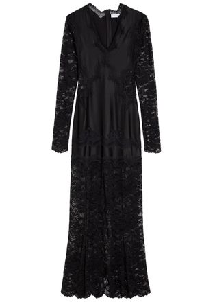 Paco Rabanne V-neck Lace and Jersey Maxi Dress - Black - 40 (UK12 / M)