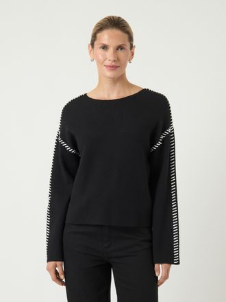 Y.A.S Strickpullover Y.A.S YASSTITCHA LS KNIT PULLOVER S. NOOS, Damen, Gr. XXL, schwarz, Strick, Obermaterial: 50% Viskose, 28% Nylon, 22% Polyester, unifar