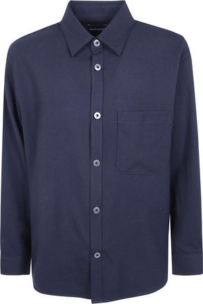 Emporio Armani Camisa Cl&aacute;sica con Bolsillo en el Pecho - Jackets - Hombre - Azul - XL