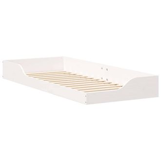 Berkfield Home Floor Bed Frame White 90 x 220 cm Solid pine wood