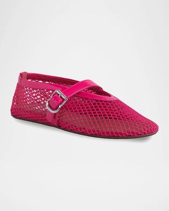 Alaia Mesh Mary Jane Ballerina Flats