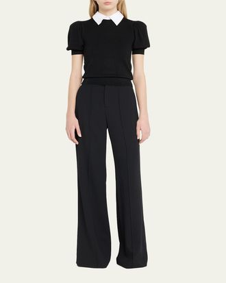 Alice & Olivia Chase Puff-Sleeve Detachable Collar Sweater