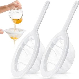 OEM 2 Piezas De Colador Fino De Malla De Nailon Para Yogur, Colador Ultrafino De Pl&aacute;stico, Blanco Con Mango Para Leche, Soja Y Vino