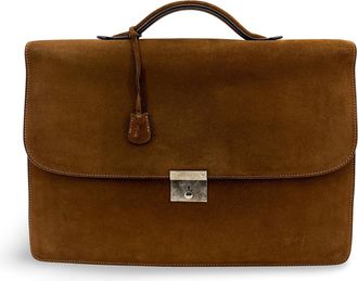 Valextra Suede Briefcase Brown