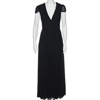 Roberto Cavalli Black Jersey Ruched Maxi Dress