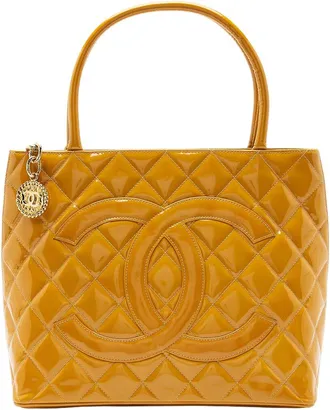 Chanel Orange Patent Leather Medallion Tote (Authentic Pre-Loved)