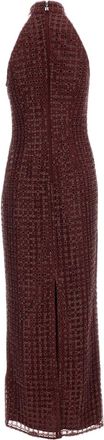 Rotate Bordeaux Beaded Fitted Maxi Dress