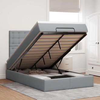 vidaXL Estructura De Cama Otomana Colch&oacute;n Tela Gris Claro
