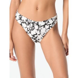 Michael Kors Monotone Floral Classic Bikini Bottom in Black at Nordstrom, Size Medium