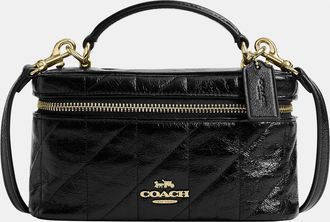 Coach Womens Rainer Crossbody Bag 18 With Quilting - Black Leather - One Size