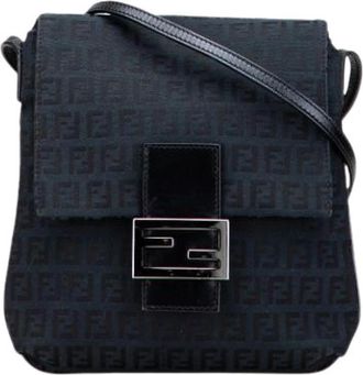 Fendi Pre-owned Canvas Crossbody Bag - Dames - Vintage Schoudertas - Blauw - ONE Size - Leer - Vintage