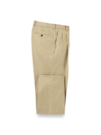 Paul Fredrick Non-iron Cotton Stretch Twill Pleated Pant