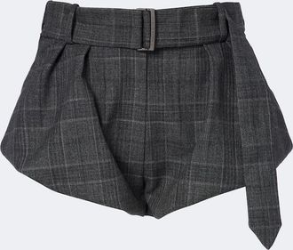 Magda Butrym Belted checked virgin wool shorts