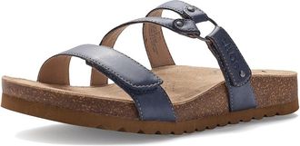 Taos Footwear Ringslide Womens Sandals Dark Blue : 10 M, Cork/Leather/Suede