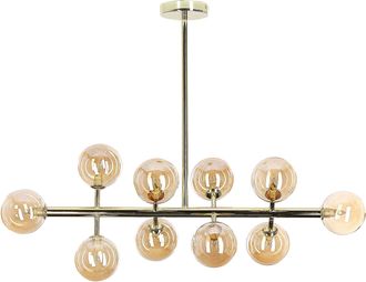 Beliani L&aacute;mpara De Techo De Metal Dorado 68 Cm Cristal Colgante 10 Luces Ramis