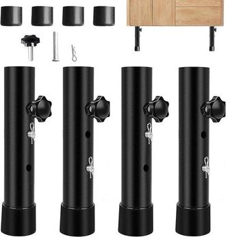 OEM Extensiones Ajustables Para Patas De Mesa De 4 Piezas (9,2-13,3 Cm), Elevador De Mesa Plegable Con 4 Ganchos Y 4 Pasadores De Bloqueo