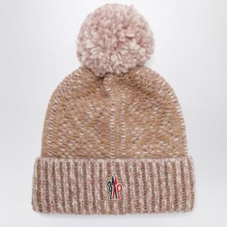Moncler Berretto rosa motivo Argyle in misto lana e alpaca