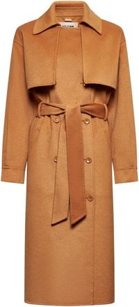 Silvian Heach Trenchcoat met klep en riem - Dames - Trenchcoats - Bruin - XS - Wol - Jassen