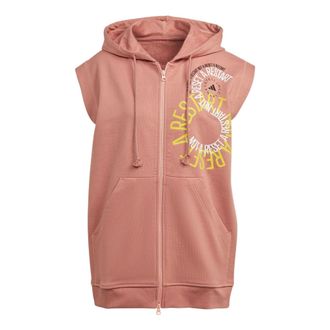 adidas Logo Alphabet Printing Pattern Zipper Hooded Short Sleeve Pink Red IB5903