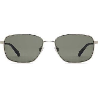 Fossil 58mm Rectangular Sunglasses in Ruthenium/Brown at Nordstrom