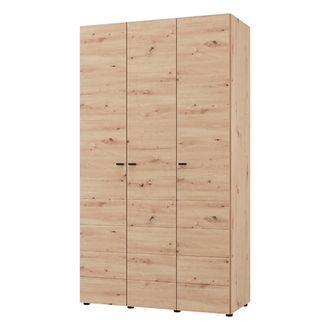 Dmora Armario 3 Puertas Ronco, Ropero Dormitorio Perchero, 4 Estantes, 3 Puertas, 117x52 Cm Marr&oacute;n Roble Nodo