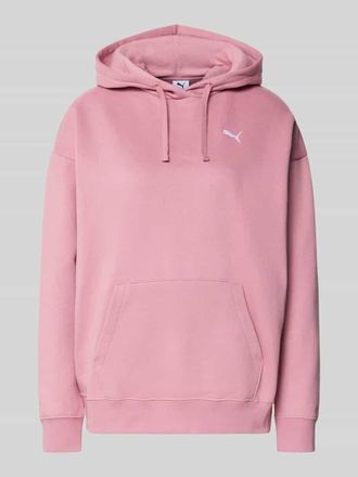 Puma Relaxed Fit Hoodie mit Label-Stitching und K&auml;nguru-Tasche in Rosa, Gr&ouml;&szlig;e M