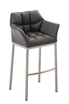 Clp Clp - Taburete De Bar Damaso Con Base De 4 Pies Gris Acero Inoxidable