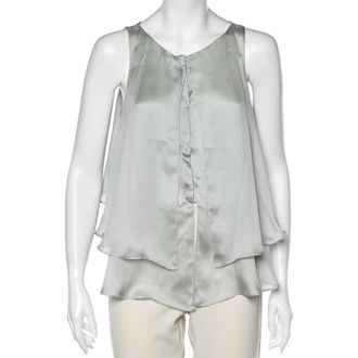 Emporio Armani Pale Green Silk Layered Sleeveless Button Front Top