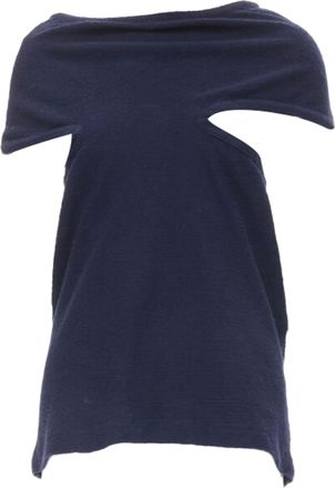 Comme Des Gar&ccedil;ons COMME DS GARCONS Vintage navy blue terry cotton angular cut armhole zip top M