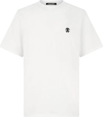 Roberto Cavalli Slang Monogram Katoenen T-Shirt - Heren - T-shirts - Wit - M - Katoen - Tops