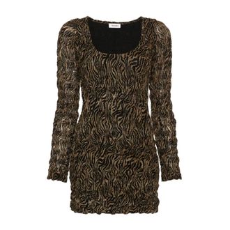 Nanushka Frensi Smocked Chiffon Mini Jurk - Dames - Jurken - Bruin - Maat: XS Chiffon