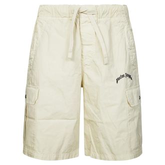 Palm Angels Casual Shorts, male, White, Size: XL Big Waist Logo Sweatshorts