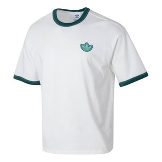 adidas Originals logo T-Shirt Asia Sizing White Green JI7485